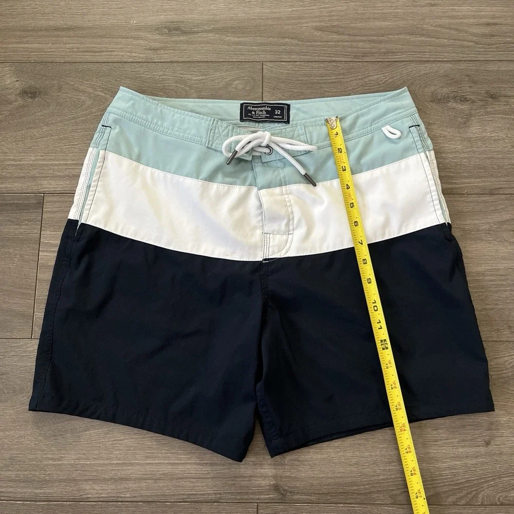 Abercrombie & Fitch Mens Sz 32 Lined Boardshorts Green White Blue